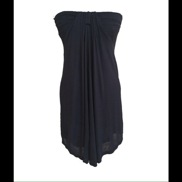 Kenneth Cole Black Strapless Gathered Front Jersey Short Dress, Size XS 🔴 - Picture 1 of 3